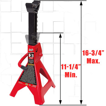 Big Red T43202 Torin Heavy Duty Steel Jack Stands 3 Ton 6 000 Lb Capacity Car Lifting Stand 1 Pair Not Suitable For Suv Truc