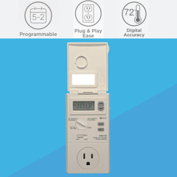 Lux Win100 Programmable 52 Day Thermostat Plugin Line Voltage Batteries Included