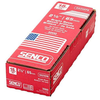 Senco Da25Epb 15 Gauge By 212 Inch Length Bright Basic Finish Nail 3 000 Per Box