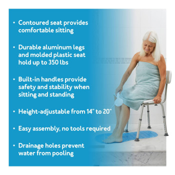 Carex Shower Chair With Back Bath Chair And Shower Seat For Elderly Handicap And Disabled 350Lbs Easy Assembly