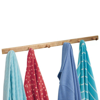 Idesign Wood Wall Mount Coat Rack With 6 Pegs For Mudroom Entryway Kitchen Closet And More 323 X 28 X 15 Natural W