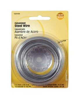 The Hillman Group 123105 Galvanized Steel Wire 110Feet Pack Of 1 Silver