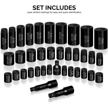 Neiko 02443A 38 And 12 Drive Master Impact Socket Set 38 Piece Standard Sae Inch And Metric Mm Sizes Below Deep