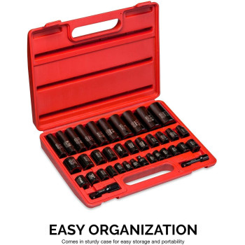 Neiko 02443A 38 And 12 Drive Master Impact Socket Set 38 Piece Standard Sae Inch And Metric Mm Sizes Below Deep