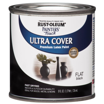 Rustoleum 1976730 Painters Touch Latex Paint Half Pint Flat Black 8 Fl Oz Pack Of 1