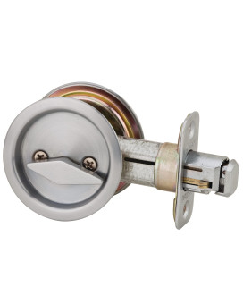 Kwikset 335 26D Rnd Pckt Dr Lck Round Bedbath Pocket Door Lock In Satin Chrome