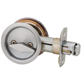 Kwikset 335 26D Rnd Pckt Dr Lck Round Bedbath Pocket Door Lock In Satin Chrome