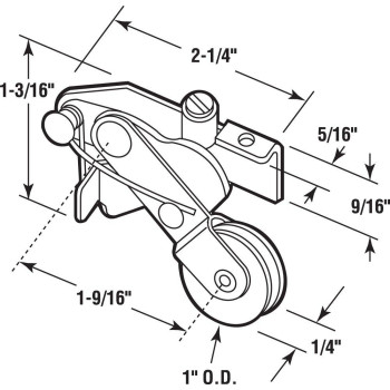 Primeline B 641 Sliding Screen Door Springloaded Roller Assembly 1 In Diameter High Density Polyethylene Roller Single Pack