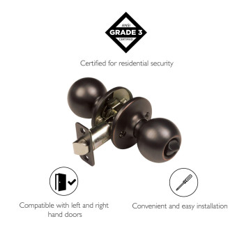 Design House 791590 Ball 2Way Adjustable Privacy Door Knob Oil Rubbed Bronze 1Pack