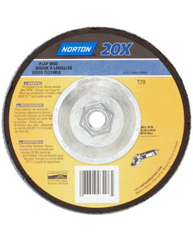 Norton 20X High Performance Abrasive Flap Disc Type 27 Threaded Hole Fiberglass Backing Zirconia Alumina 412 Dia 60 G