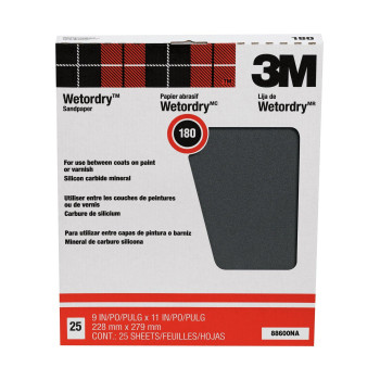 3M Wetordry Sandpaper 25 Sheets 9 In X 11 In 180 Grit Fine For Wet And Dry Sanding Premiere Finish On Lacquers Primers S