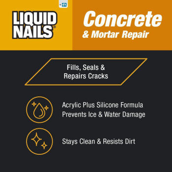 Liquid Nails Tough Repair 103 Oz Gray Interior And Exterior Concrete And Mortar Repair Adhesive