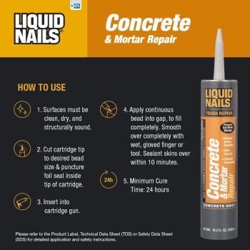 Liquid Nails Tough Repair 103 Oz Gray Interior And Exterior Concrete And Mortar Repair Adhesive