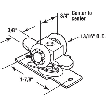 Primeline N 7065 Pocket Door Roller Assembly 1316 In Convex Plastic Tires Steel Bracket And Ball Bearings Single Pack