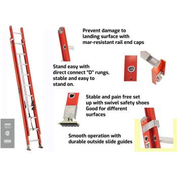 Louisville Ladder 36Foot Fiberglass Extension Ladder 300Pound Load Capacity Type Ia Fe3236