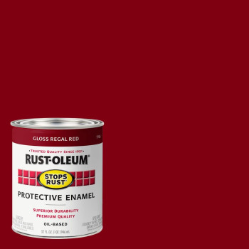 Rustoleum 7765502 Stops Rust Brush On Paint Quart Gloss Regal Red