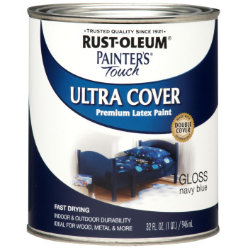 Rustoleum Brush On Paint 1922502 Painters Touch Latex 1Quart Acrylic Pack Of 1 Gloss Navy Blue 32 Fl Oz