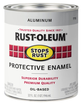 Rustoleum 7715502 Stops Rust Brush On Paint Quart Metallic Aluminum