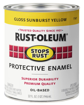 Rustoleum Enamel 7747502 Stops Rust Brush On Paint Quart Gloss Sunburst Yellow 1 Quarts Pack Of 1