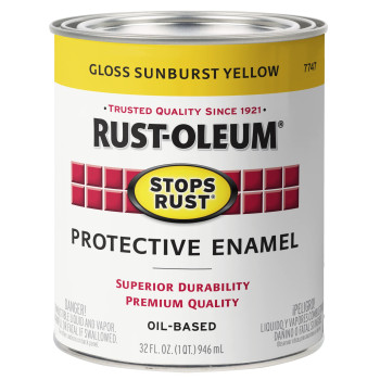 Rustoleum Enamel 7747502 Stops Rust Brush On Paint Quart Gloss Sunburst Yellow 1 Quarts Pack Of 1