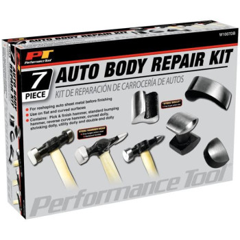 Performance Tool W1007Db 7Piece Auto Body Repair Kit With Carbon Steel Hammer Heads And Dollies On Wood Handles