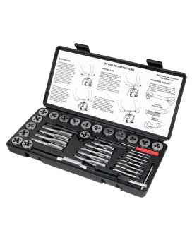 Performance Tool W4001Db 40Piece Sae Tap And Die Set Coarse And Fine Threads Essential Threading Rethreading Tool Kit With