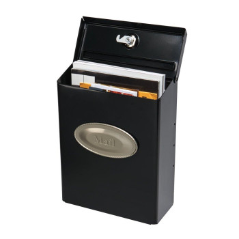 Gibraltar Mailboxes Designer Locking Medium Capacity Galvanized Steel Black Wallmount Mailbox Dvk00000