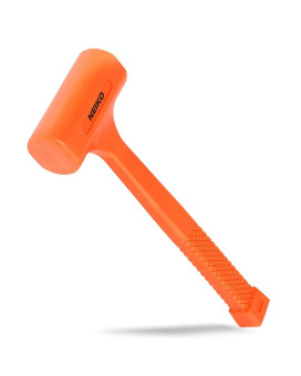 Neiko 02848A 3 Lb Dead Blow Hammer Neon Orange Unibody Molded Checkered Grip Spark And Rebound Resistant