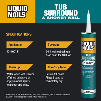 Liquid Nails Ln715 Liquid Nails Ln715 Tub Surround And Shower Adhesive Low Voc 10Ounce