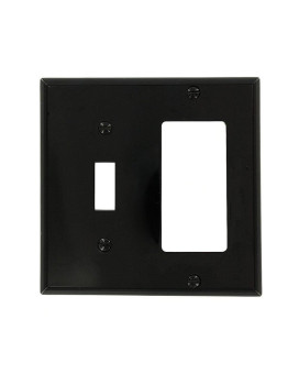 Leviton 80707E 2Gang 1Toggle 1Decoragfci Device Combination Wallplate Black