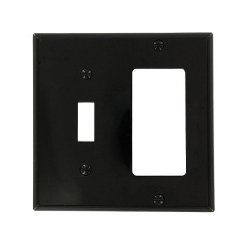 Leviton 80707E 2Gang 1Toggle 1Decoragfci Device Combination Wallplate Black