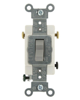 Leviton Cs3202Gy 20Amp 120277Volt Toggle 3Way Ac Quiet Switch Commercial Grade Grounding Gray