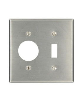 Leviton 84007 2Gang 1Toggle 1Single 1406Inch Diameter Device Combination Wallplate Device Mount Stainless Steel