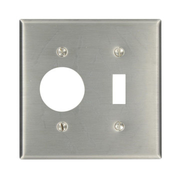 Leviton 84007 2Gang 1Toggle 1Single 1406Inch Diameter Device Combination Wallplate Device Mount Stainless Steel