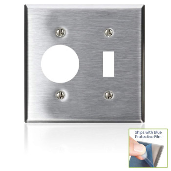 Leviton 84007 2Gang 1Toggle 1Single 1406Inch Diameter Device Combination Wallplate Device Mount Stainless Steel