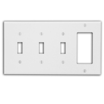 Leviton P326W 4Gang 3Toggle 1Decoragfci Device Combination Wallplate White