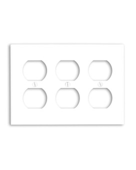 Leviton 88030 3Gang Duplex Device Receptacle Wallplate Standard Size Thermoset Device Mount White