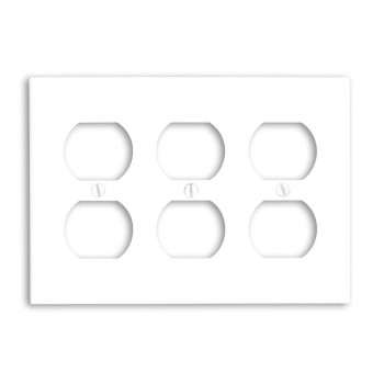 Leviton 88030 3Gang Duplex Device Receptacle Wallplate Standard Size Thermoset Device Mount White