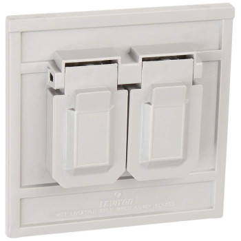 Leviton 4986Gy 1Gang Duplex Device Wallplate Cover Oversize Weatherresistant Thermoplastic Device Mount Horizontal Gray