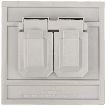 Leviton 4986Gy 1Gang Duplex Device Wallplate Cover Oversize Weatherresistant Thermoplastic Device Mount Horizontal Gray