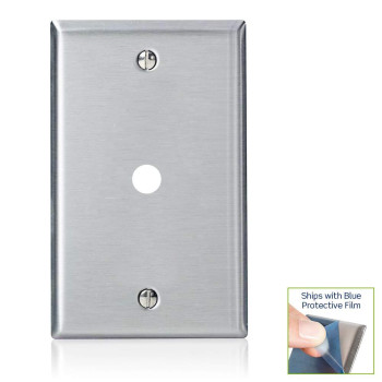 Leviton 8406140 1Gang 406 Inch Hole Device Telephonecable Wallplate Standard Size Box Mount Stainless Steel