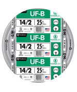 Woods Southwire 13054221 25Ft 142 Awg Solid Ufb Type Underground Feeder And Branch Circuit Cable With Ground Wire Gray