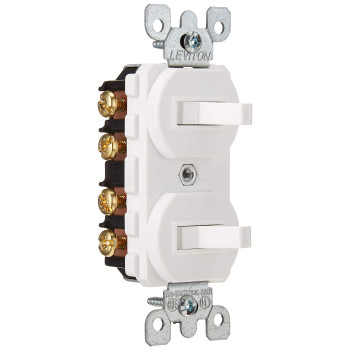 Leviton 5243W 15 Amp 120277 Volt Duplex Style Two 3Way Combination Switch Commercial Grade White