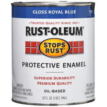 Rustoleum 7727502 Stops Rust Brush On Paint Quart Gloss Royal Blue