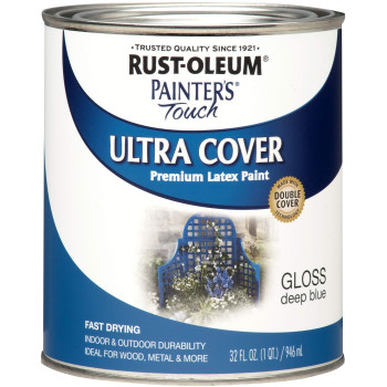 Rustoleum 224428T Brush 224428 Painters Touch Latex Paint Quart Gloss Deep Blue 1 Pack Of 1