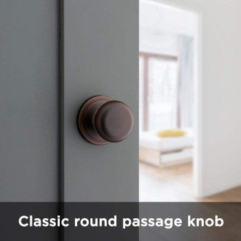 Kwikset Juno Interior Passage Door Knob Handle For Closet And Hallway Doors Nonlocking Doorknob In Venetian Bronze With Micr