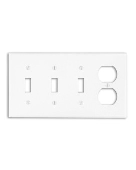 Leviton P38W 4Gang 3Toggle 1Duplex Device Combination Wallplate Standard Size White