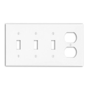 Leviton P38W 4Gang 3Toggle 1Duplex Device Combination Wallplate Standard Size White