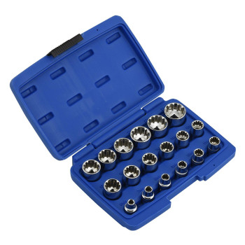 Neiko 02488A 38 Drive Universal 6 Point Metric Socket Set 18 Piece Universal Mechanic Spline Socket Set Metric Sae Crv S