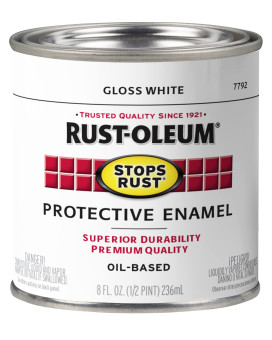 Rustoleum 7792730 Stops Rust Brush On Paint Half Pint Gloss White